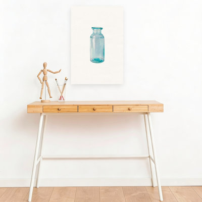Aqua Apothecary Bottle Retro Vintage Abstract Wall Art Print 1 Piece Wrapped Canvas Wall Art