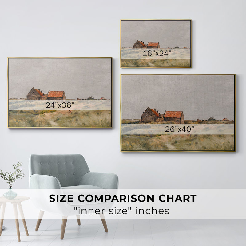 Paysage rétro - MLXX III, Toile avec cadre flottant or, H 17 po x l 25 po x P 2 po
