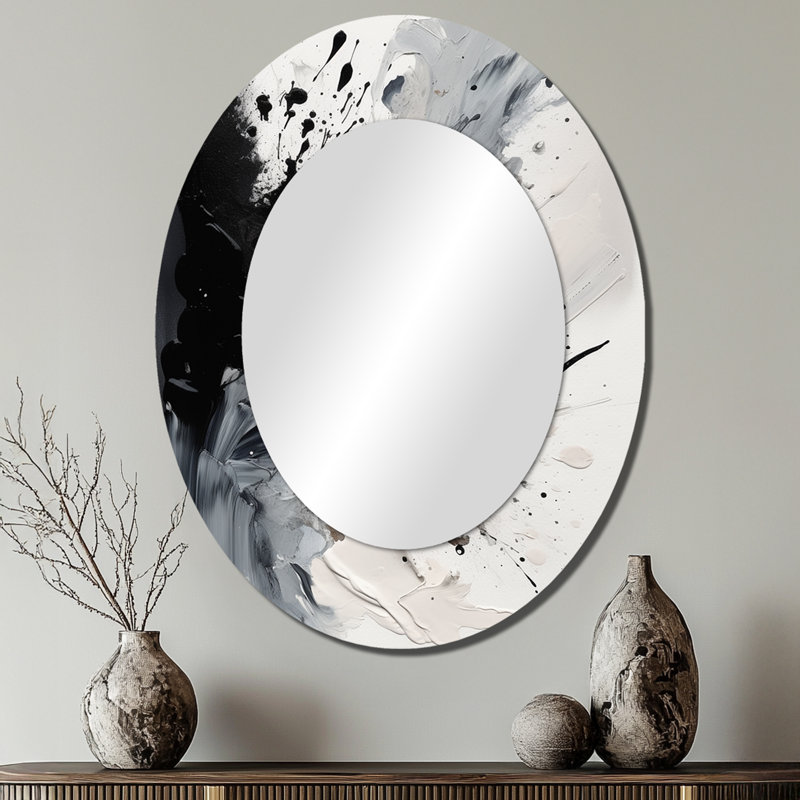 Miroir mural moderne noir texturé Splash Paint Art IV, 40 po x 30 po