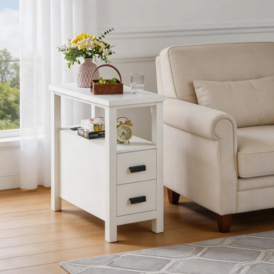  End Table with Charging Station,Side Tables with USB Ports & Outlets,Side Table with 2 Drawers, Small Wood Bedside Table, Small Rustic Side Table, Modern End Table with Drawer
