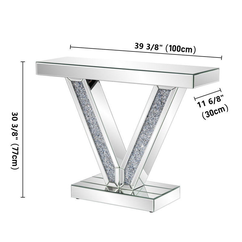Amla 100cm W Mirrored Console Table With Crystal Accents