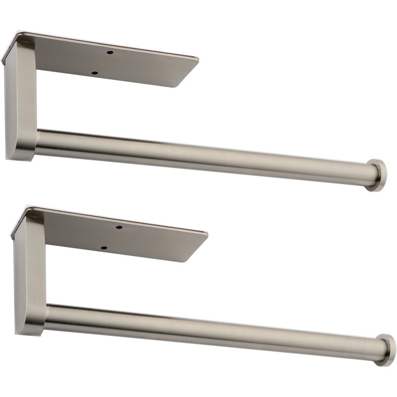 Stainless Steel Paper Towel Holders, 12-Inch Dual Pack, Self-Adhesive or Screw-Mounted, Perfect for Kitchen and Bathroom Organization