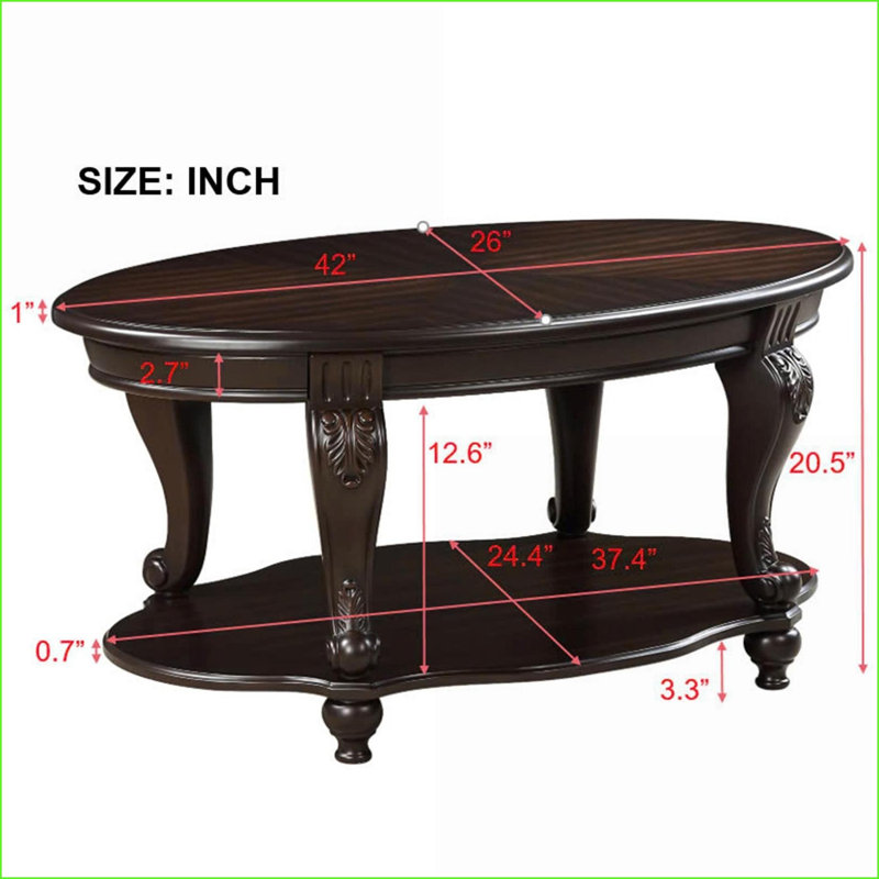 Ensemble de tables basses 3 pièces en cerisier antique pour petits espaces, pieds en bois d'hévéa massif, assemblage facile