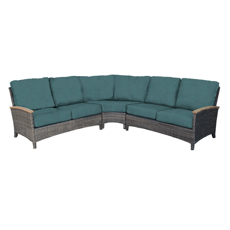 Bella Wicker Outdoor Sectional Corner Chair, Brown, Cast Lagoon Sunbrella® Plainweave