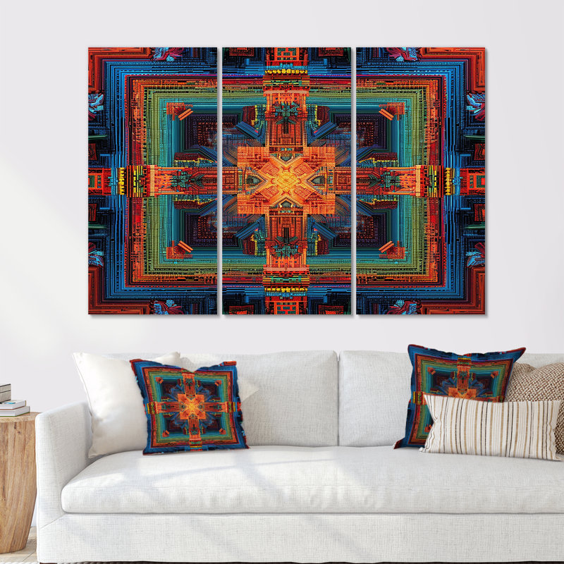 Mandala bouddhiste Vajrayana, Toile tendue, H 28 po x l 36 po x P 1 po