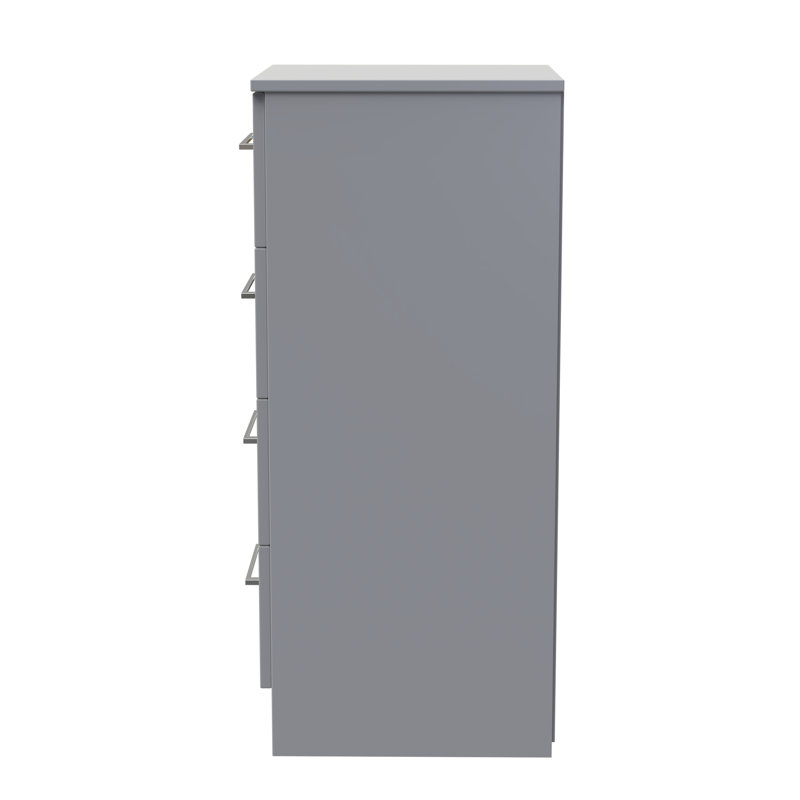 Talhaa 4 Drawer Bedside Cabinet (Ready Assembled), Uniform Grey/Dusk Grey