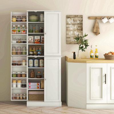 Armoire de cuisine 65 po, armoire de rangement moderne avec portes et tablettes, armoire autoportante