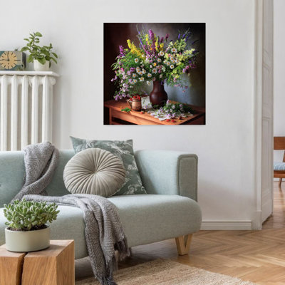 Été fleurs sauvages nature morte rustique abstrait contemporain marguerite fleur art mural