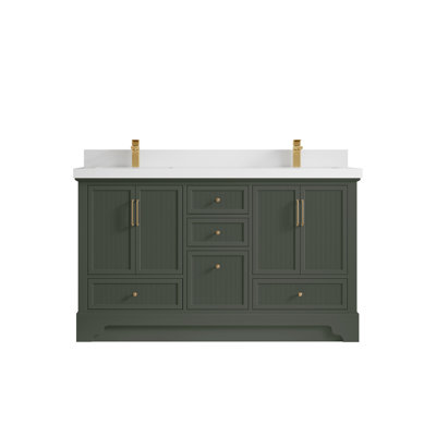 Alys 60'' Free Standing Double Bathroom Vanity with Quartz Top (Pulls Option) -  Willow Collections, ALS_PGN_WHQZ_60D