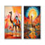 Chameau dans un paysage de désert du Sahara coloré I - ensemble d'art mural animal de chameau 2 pièces-1160475207-1160475204-1160475214