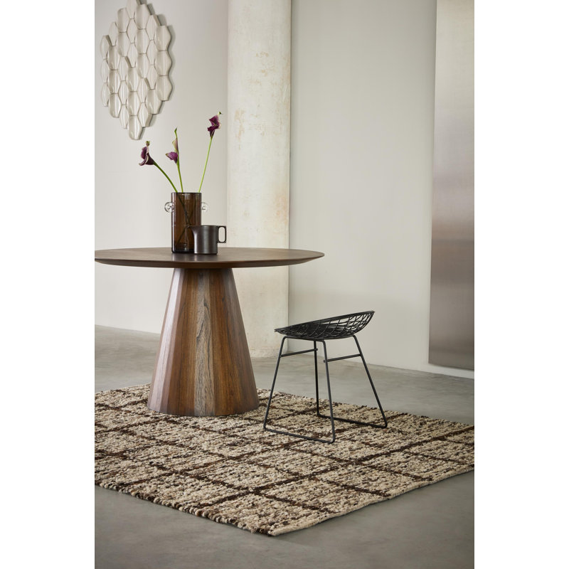 Wool Geometric Area Rug in Brown, Rectangle 4'7" x 6'7"