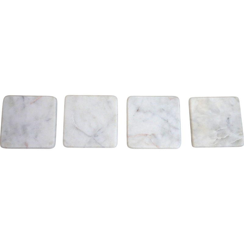 Set Of 4 Square Marble Coasters 