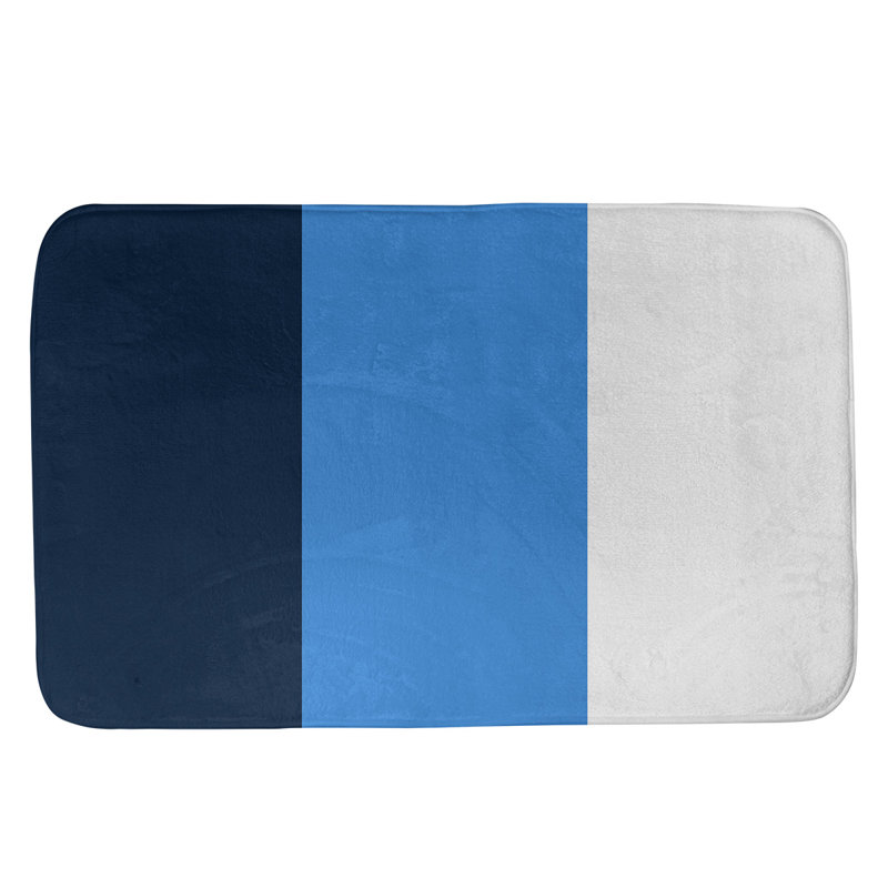 Tapis pour salle de bain Tennessee, l 21 po x L 34 po, Bleu Oxford / azur / blanc cassé