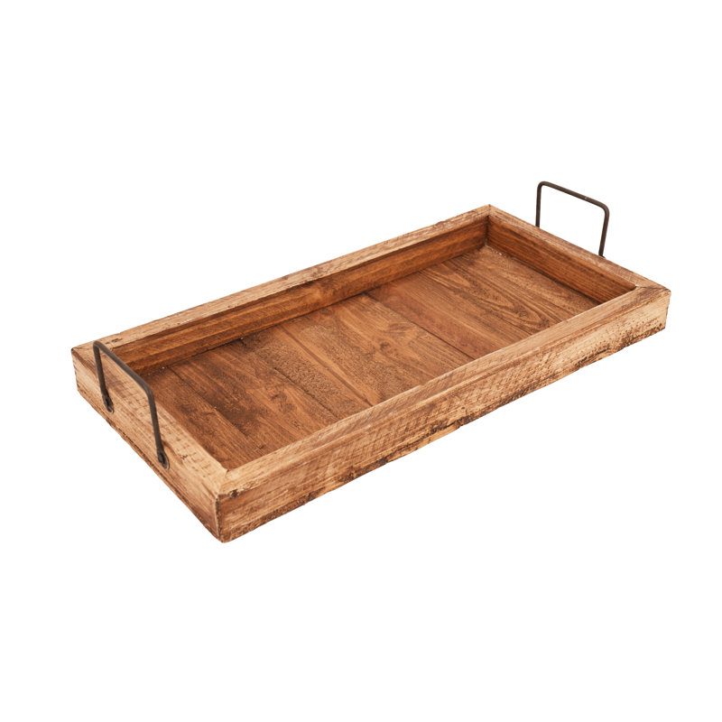 Hudson Wooden Rectangular Serving Tray-antiqued White, Brown/Beige
