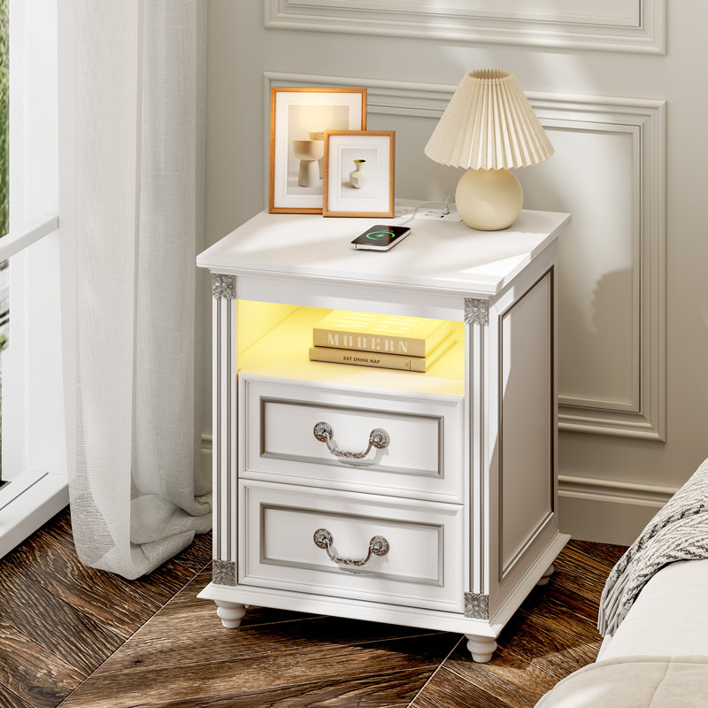 50cm W Bedside Table, White
