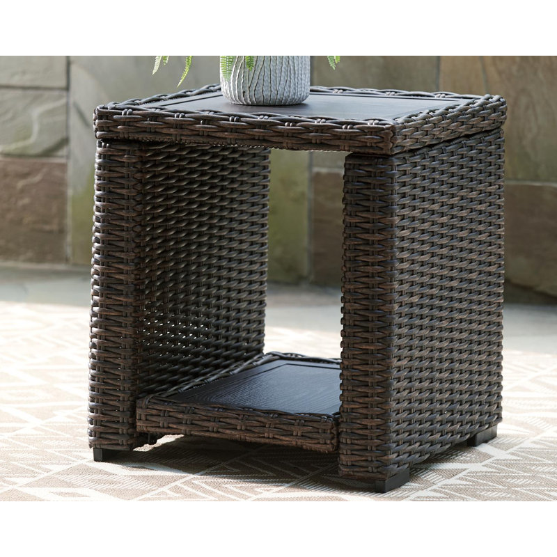 Humnoke Square Wicker Outdoor Side Table , 20.25'' in. W 20.13'' in. D
