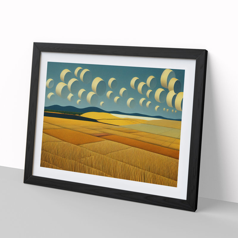 Evolving Wheat Field - Single Picture Frame Print, 46cm H x 64cm W x 2cm D, Black