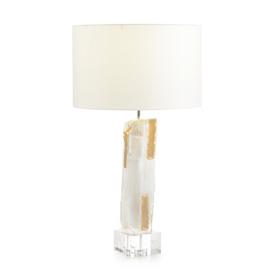 Lampe de table en sélénite dorée