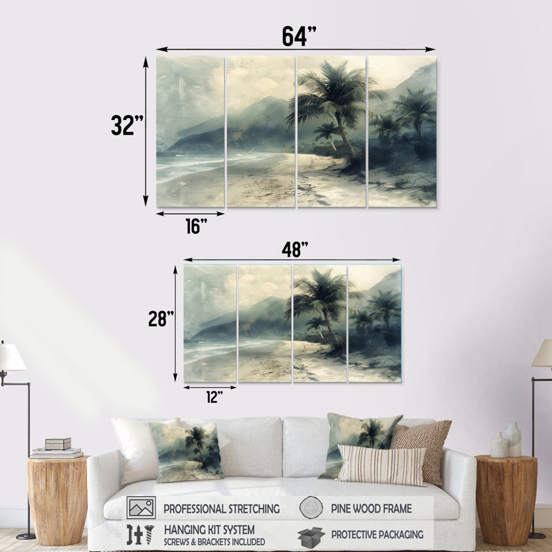Sarver - Palms & Palm Trees Canvas Art Set, 32" H x 64" W