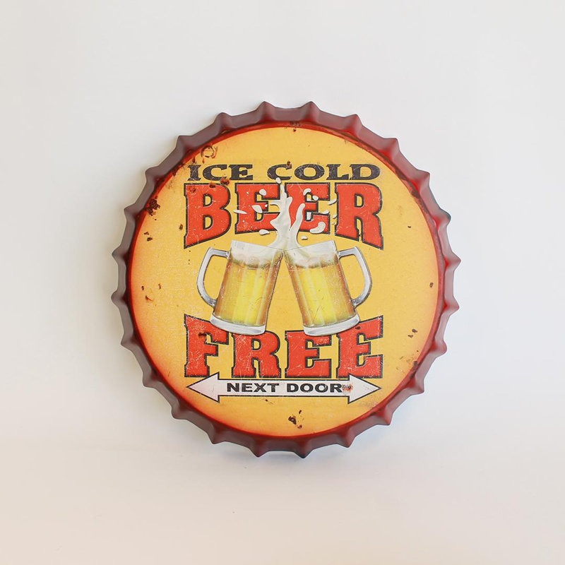 Enseigne de bouteille avec texte «Ice Cold Beer Free»