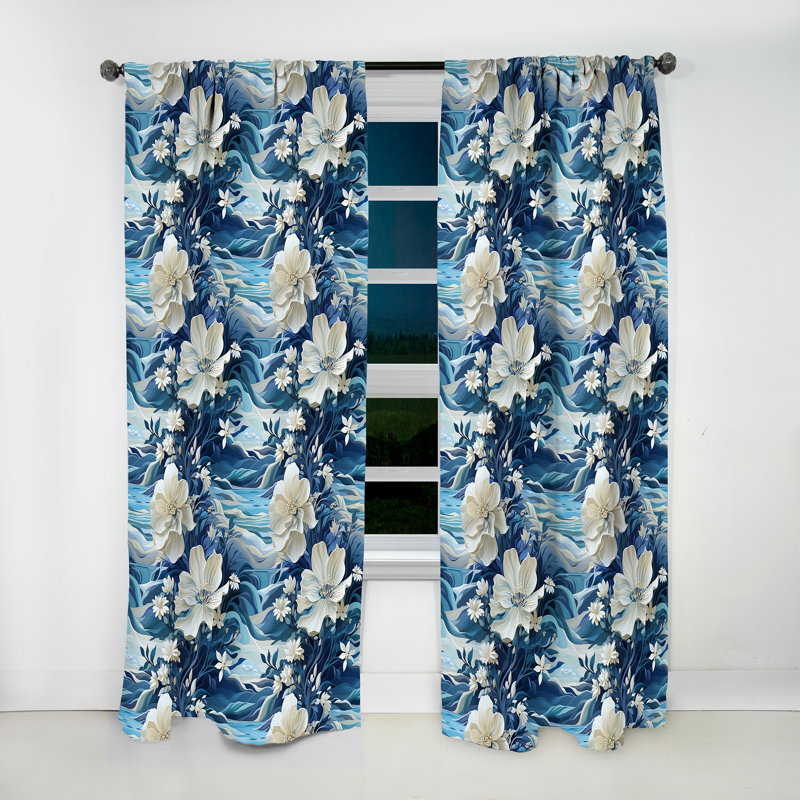 Oceanic Dreamscape Tropical Motif IV - Rideau Tropical - Velours obscurcissant - 1 panneau, L 52 po x L 120 po