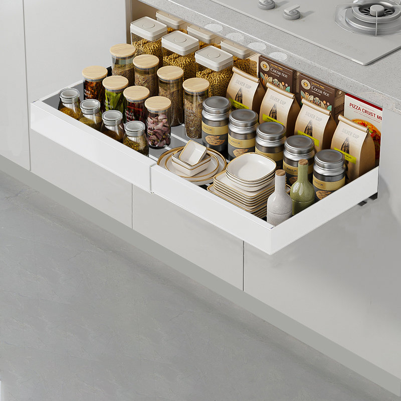 Pull-out Cabinet Organizer Expandable Drawer Shelf, White
