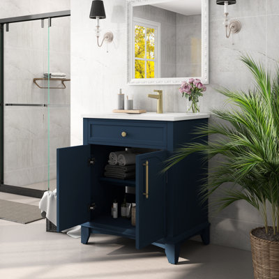 Modern Freestanding Bathroom Vanity , Elegant Vintage Design, Adjustable Internal Shelves, High - Hardness Ceramic Sink, 18.7"w X 27.8"d 34"h 27.8" Style,