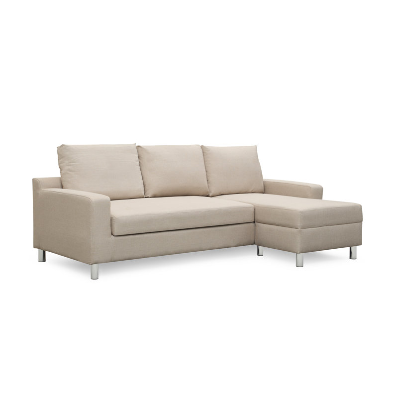 Falgoust Upholstered L-Shaped Sectional, Right Hand Facing, Gray Linen Blend