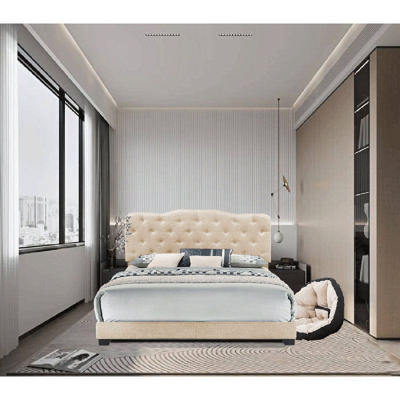 Caliopia Upholstered Standard Bed, Beige, Full/Double