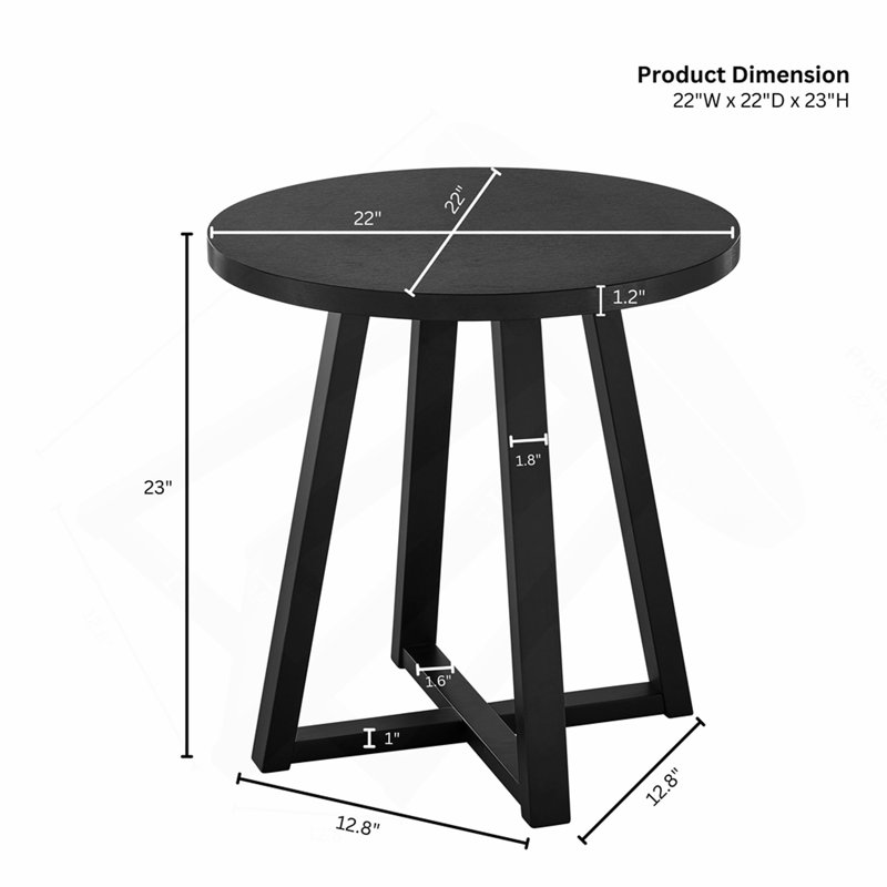 Modern Harmony Wood Round End Table, Black