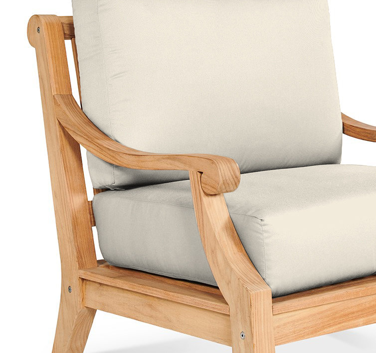 Sonoma Teak Club Chair With Cushion In Antique Beige, Natural Sanded, Canvas Regatta Sunbrella® Canvas