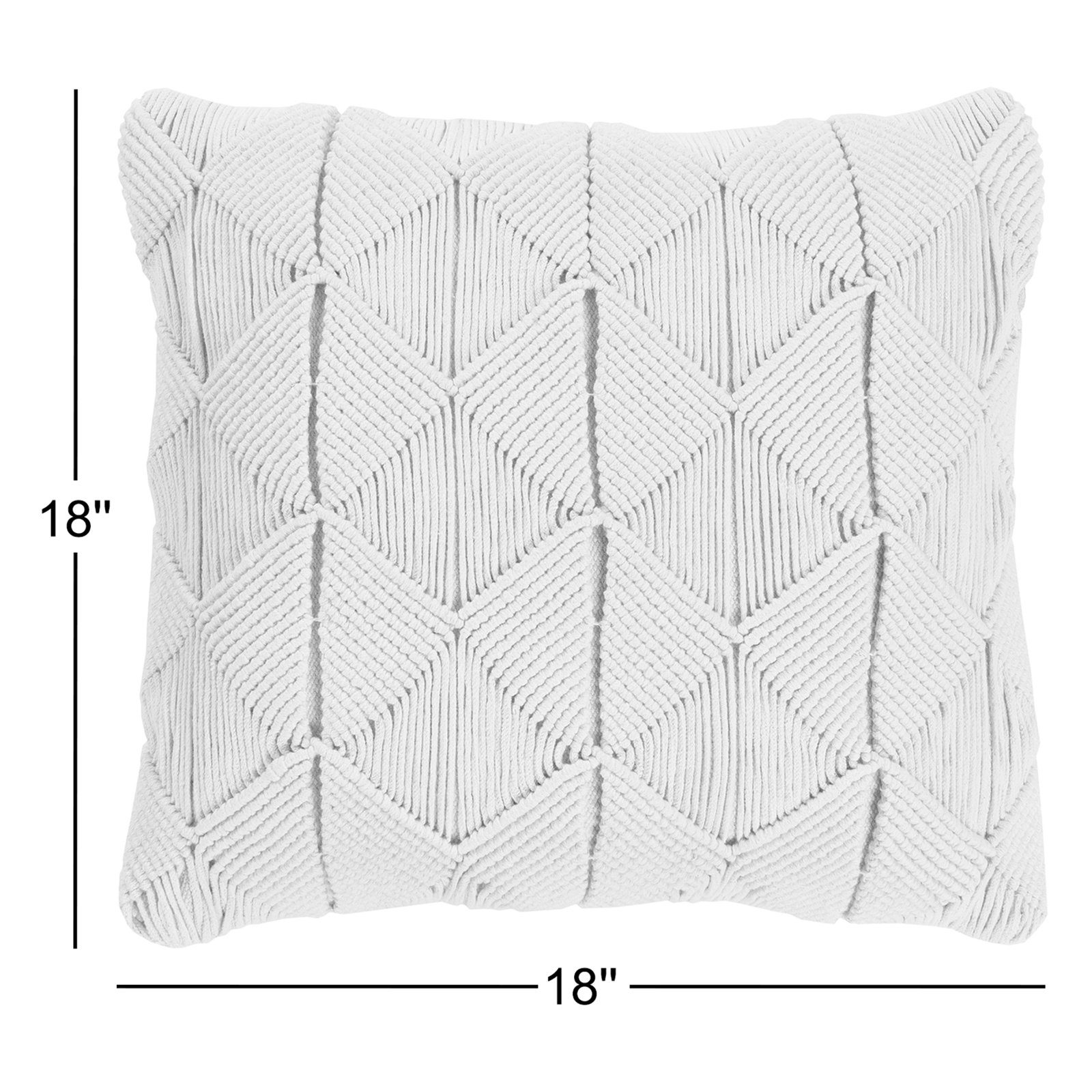 Migramah Cotton Throw Pillow, Down Fill, 18" x 18", Cream