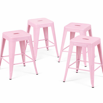 Tabourets de bar en métal de 24 po sans dossier de 24 po de hauteur, sans outils, requis pour le processus d'assemblage Îlot de cuisine, bar, imperméable et conception sans effort