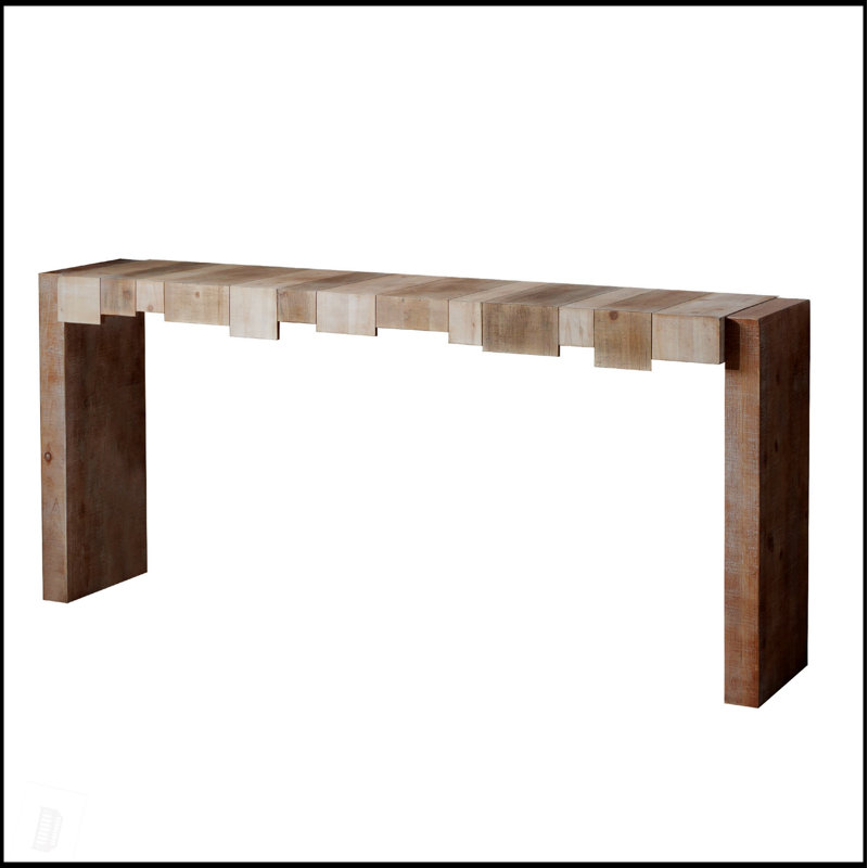 Console moderne rustique avec bloc sculpté