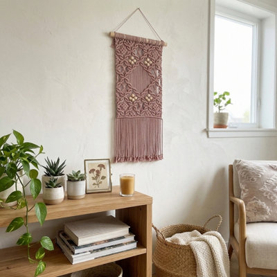 Bohemian Style Hand-Woven Blossom Tapestry With Tassels Wall Decoration Wall Hanging Nordic Home Decor For Apartment, Dorm, Living Room, Bedroom