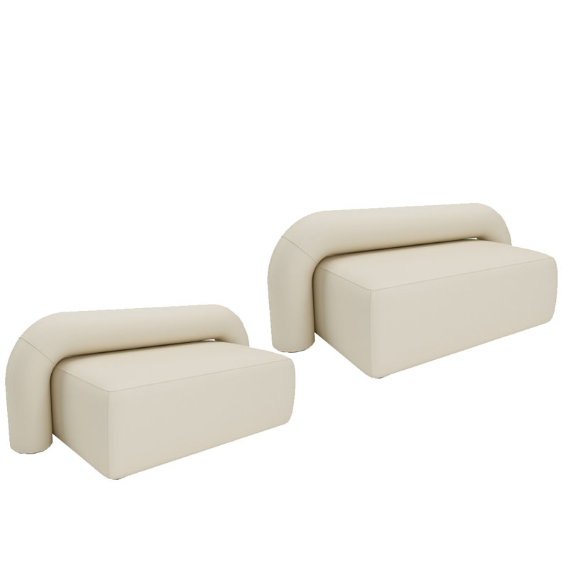 Banc rembourré en similicuir, Gris