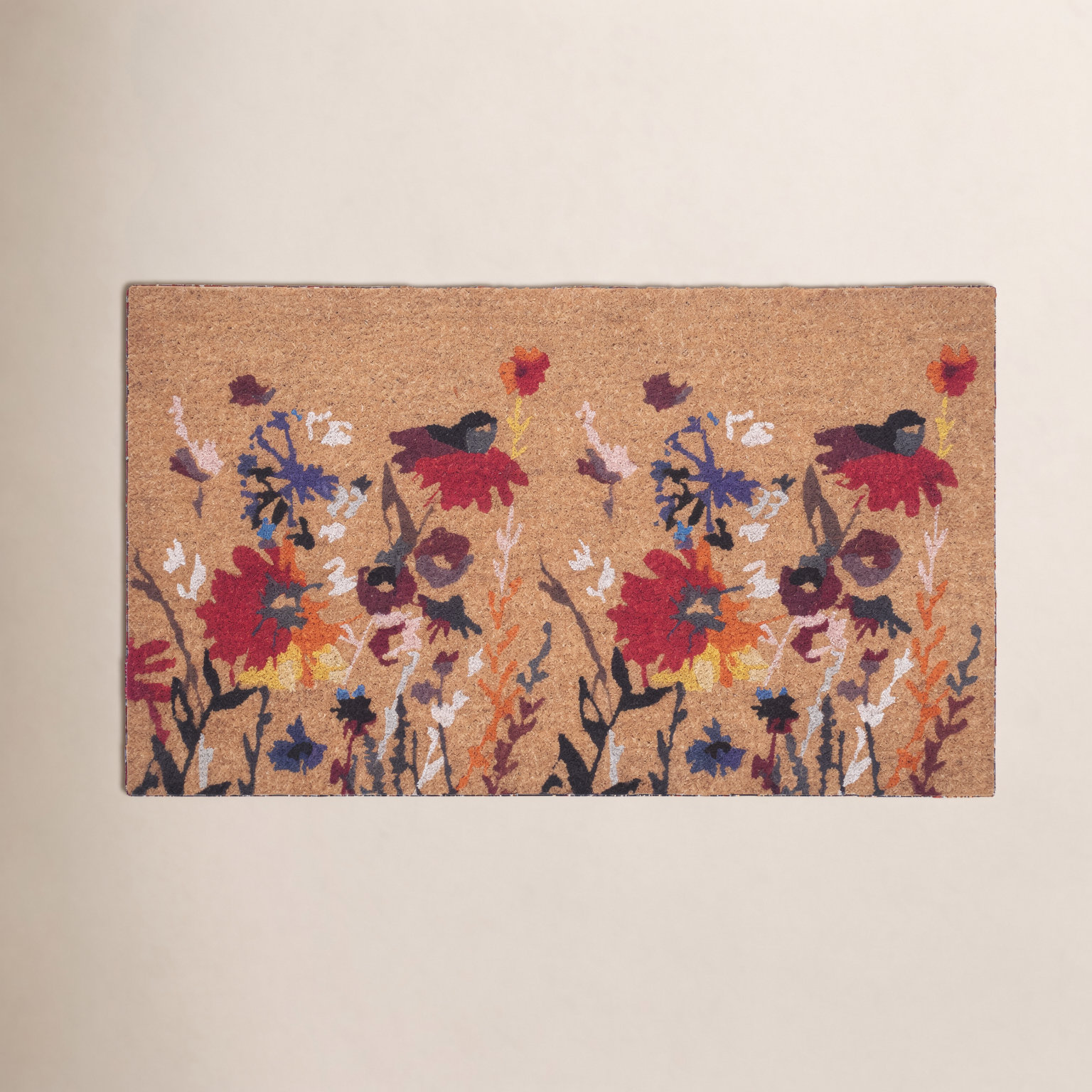 Non-Slip Floral Outdoor Doormat, 17" W x 29" L