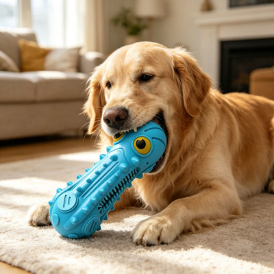 Squeaky Dog Chew Toy, Durable Octopus‑Shaped Rubber Dog Toy, Teeth Cleaning Dog Toy for Medium Large Dogs
