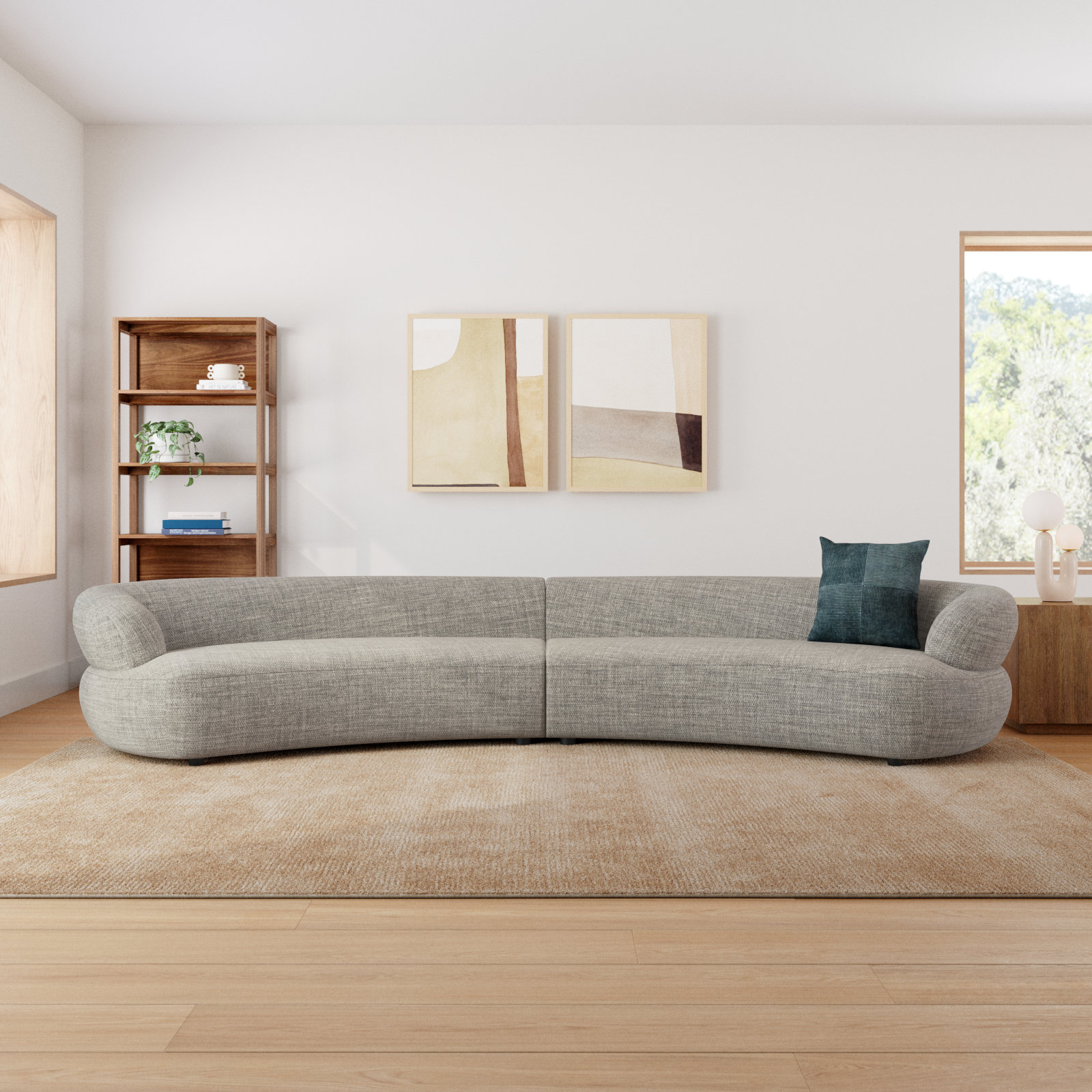 Athens Sofa and Chaise, Gray Polyester Blend