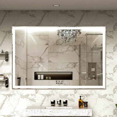 Miroir de salle de bain mural surdimensionné avec grand miroir mural à 3 modes de couleur
