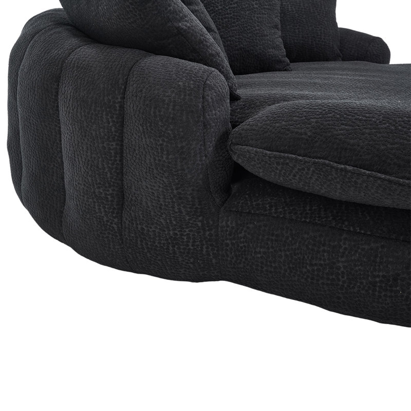 Canapé à billes ovale rembourré, Chenille noir