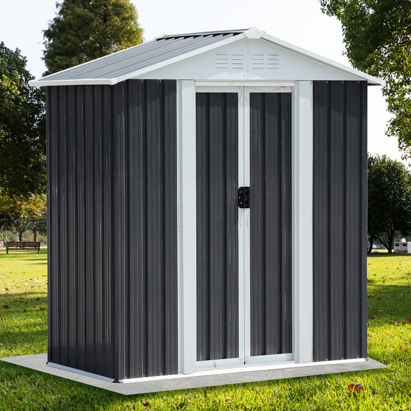 Remise de jardin à porte coulissante grise 5 x 3 pi pour conception de toit Apex