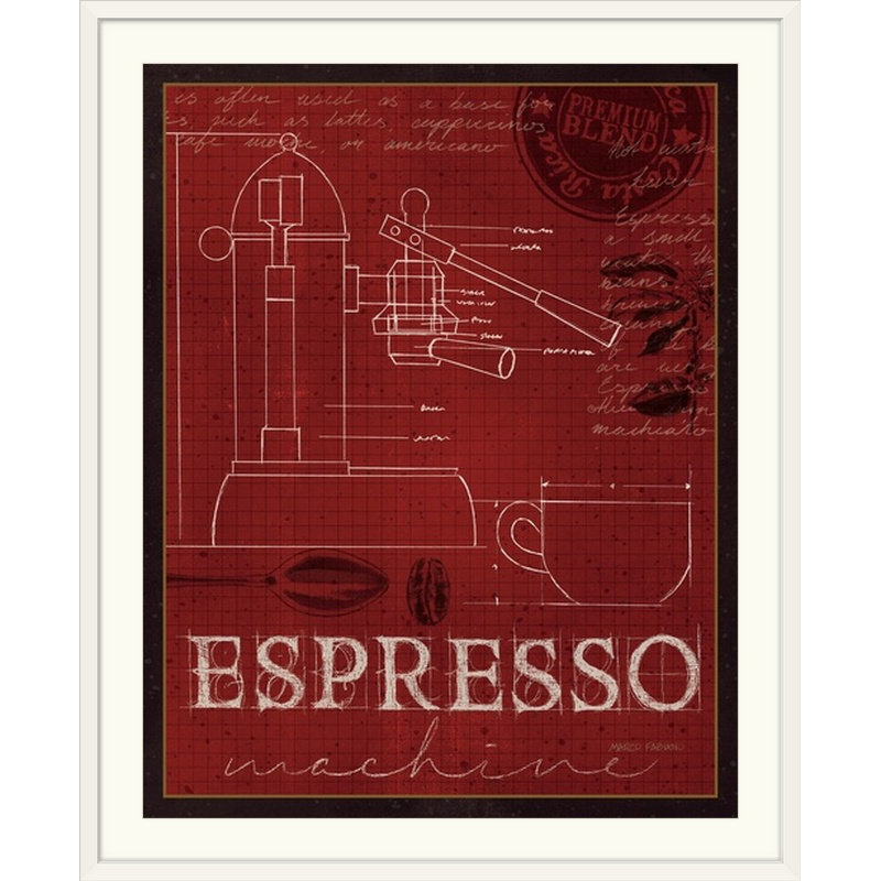 Anneliz «Coffee Blueprint IV» par Marco Fabiano, impression, H 30 po x l 24 po x P 1,5 po, Toile
