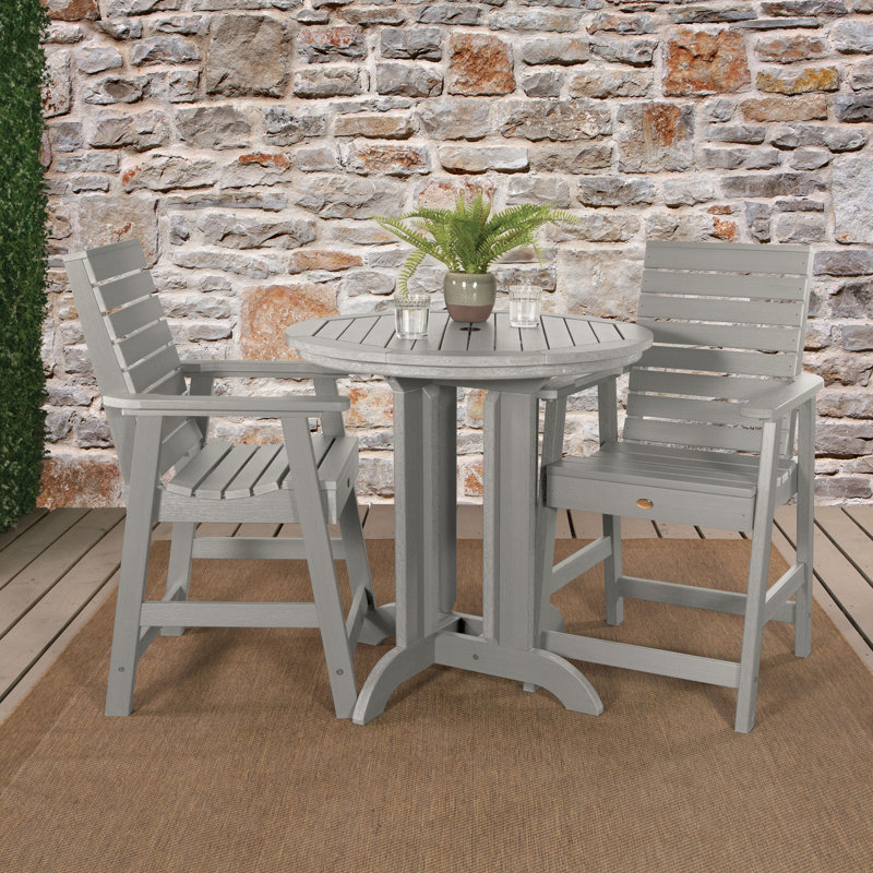 Machado 2-Person 36" Round, Counter-Height Dining Set, Harbor Gray