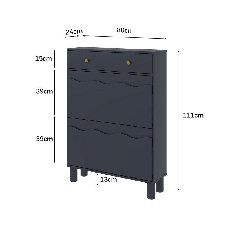 15 Pair Stackable Shoe Storage Cabinet, Blue