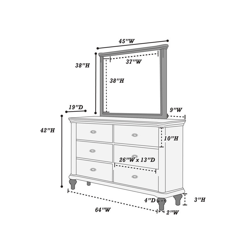 Kalianna 64'' W 6 - Drawer Dresser