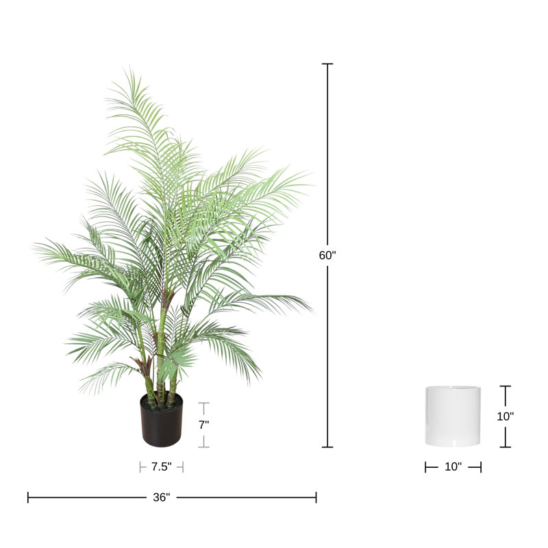 Brisbane Outdoor UV Rated Kentia Palm Drop-In Trees with Fiberstone Pots, 60" H x 36" W x 36" D