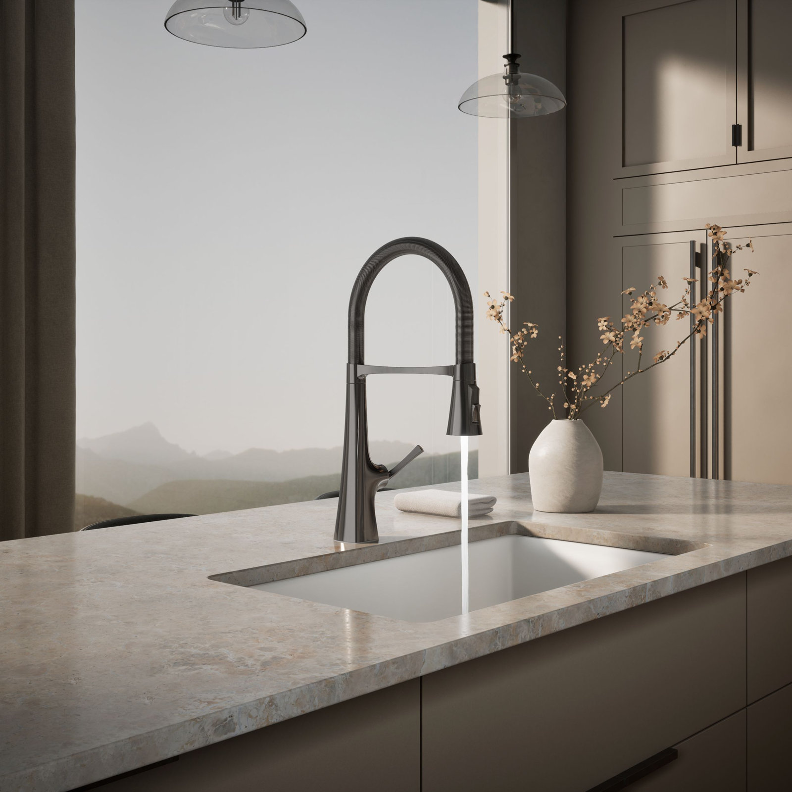 Graze Single Handle Kitchen Faucet with 21-9/16" Spout, Vibrant Titanium