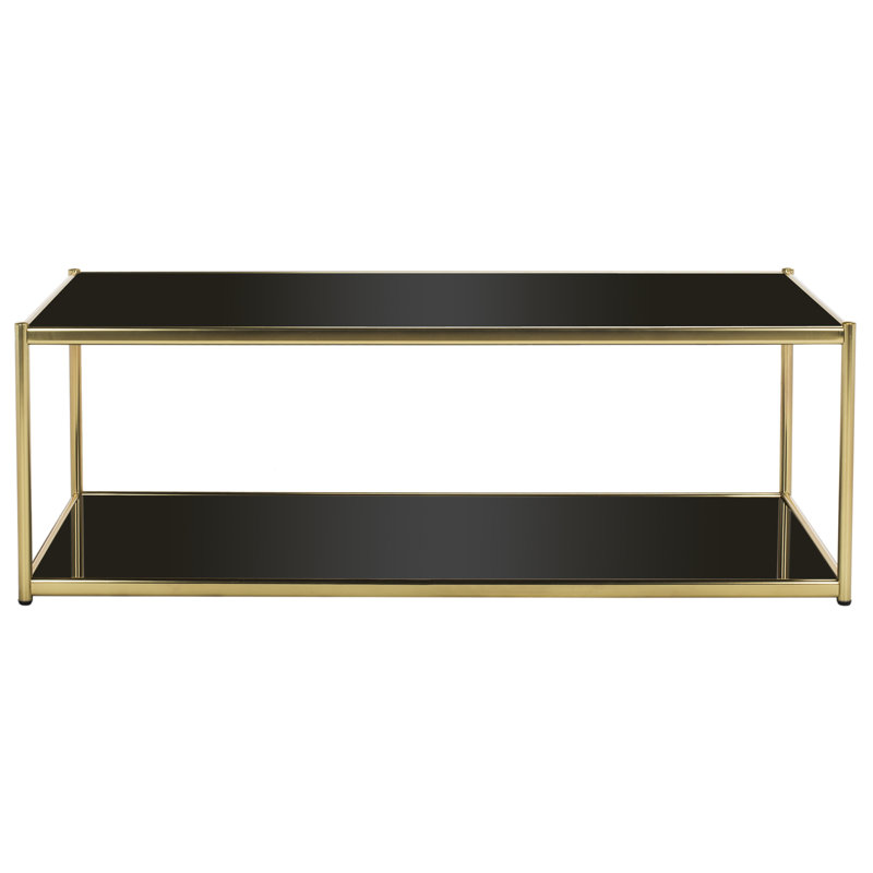 Table basse avec tablette de rangement Havant, Or, Noir