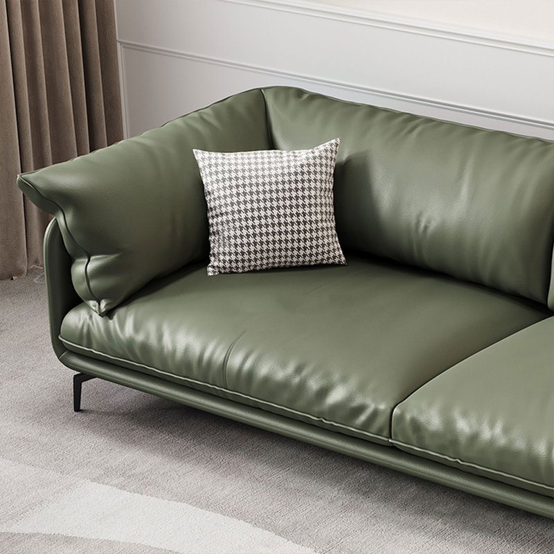 Canapé modulaire vert en cuir véritable, H 33,86 po x l 70,87 po x P 37,4 po